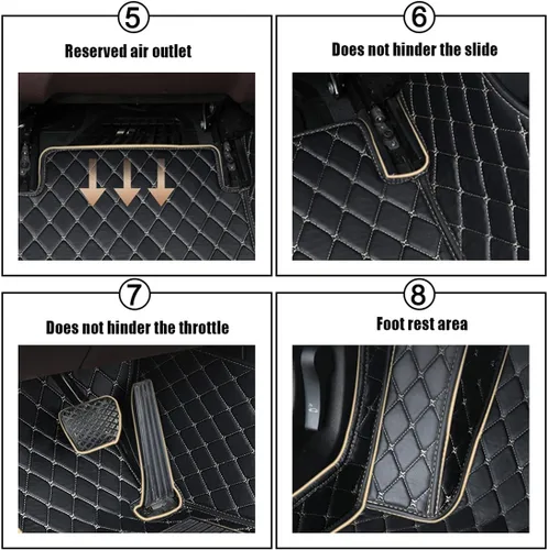 Miniatura 4 de Alfombrillas de coche personalizadas, adecuadas para el 98% de los modelos de automóviles, alfombrillas antideslizantes de cuero sintético PU, Beige