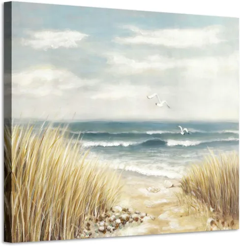 Miniatura 16 de Lienzo decorativo para pared, camino de playa: camino de arena con pintura de valla a la costa, impresiones artísticas para baño