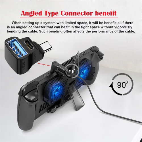 Miniatura 4 de 10Gbps USB3.0 tipo C macho a OTG dual tipo-A y tipo-C hembra divisor de alimentación y datos con ángulo compatible con Steam Deck portátil