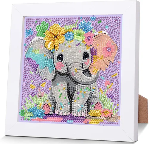 Miniatura 17 de xackcme Kits de pintura de diamantes de gato para niños con marco, arte de diamantes de animales para niños de 4 a 8 a 12 años, kit de pintura