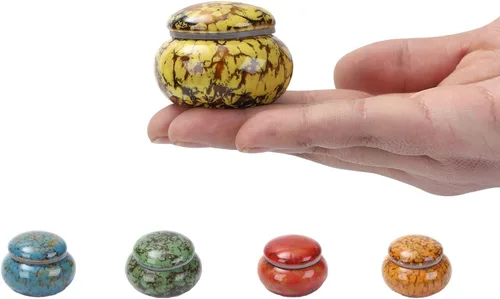 Miniatura 8 de Urna pequeña para cenizas humanas – Urna artesanal de 1.6 pulgadas – Hermosas urnas de recuerdo pequeñas – Mini urna hecha de cerámica – Capacidad