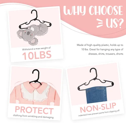 Miniatura 3 de HOUSE DAY Perchas de plástico para bebé, paquete de 20, perchas de plástico duradero para ropa de bebé, perchas delgadas y compactas para niños