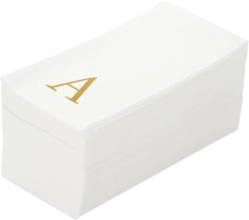 Miniatura 50 de Luxenap Toallas de invitados de tacto de lino de 15.8 X 7.9 pulgadas, 50 toallas de mano con letras - Letra dorada "S", fuente sans serif