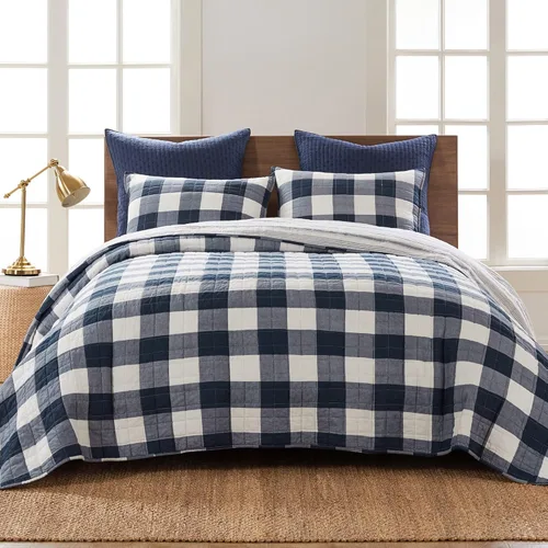 Levtex Home - Juego de edredón Camden tamaño matrimonial (96 x 110 pulgadas) con dos fundas de almohada estándar (26 x 20 pulgadas), patrón a Azul