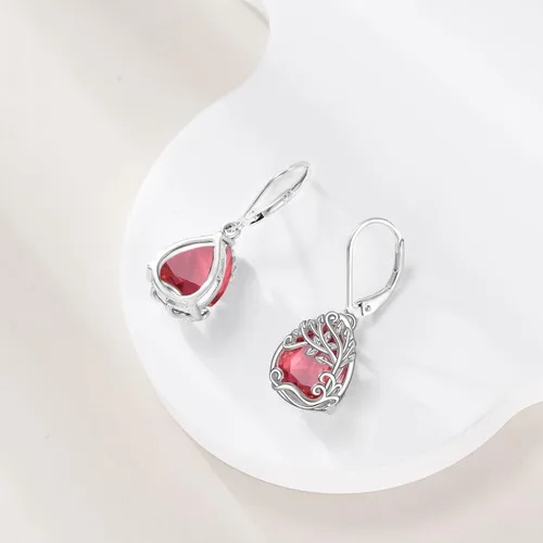 Miniatura 23 de Aretes colgantes con forma de lágrima de filigrana de piedra lunar de plata de ley 925 con cierre de palanca para mujer, regalos de joyería