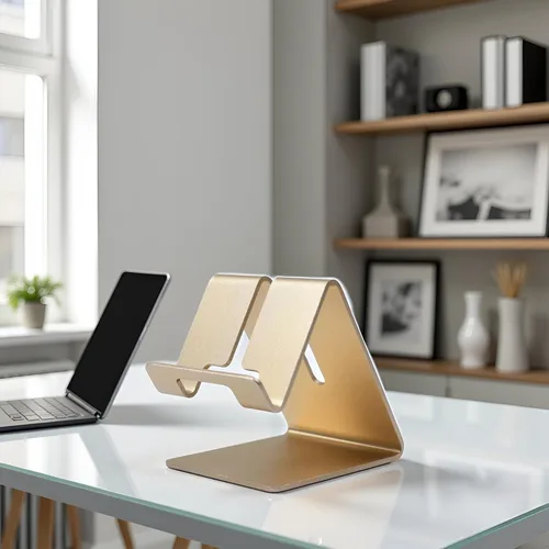 Miniatura 2 de Soporte de teléfono celular de aleación de aluminio dorado, soporte para teléfono celular, soporte de escritorio de aluminio sólido universal