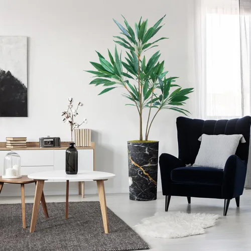 Miniatura 8 de Árbol artificial en macetero con efecto de granito moderno, palmera tropical areca artificial de seda para decoración del hogar en interiores