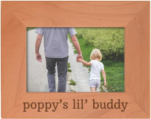 Miniatura 33 de Personalized Gifts Grandpa Gift Grandpa's Lil' Buddy Grandson - Marco de fotos de madera natural grabado de 4 x 6 pulgadas, diseño de paisaje