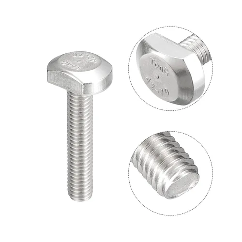 Miniatura 4 de uxcell Pernos de ranura en T, 5 unidades M5x25mm Pernos deslizantes de caída en T de acero inoxidable 304 con forma de T para pista en T