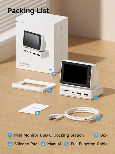 Miniatura 9 de Hagibis Mini pantalla IPS USB de 3.5 pulgadas con concentrador USB C, monitor USB-C y HDMI, AIDA64, Mini PC, CPU, RAM, HDD, monitor de datos