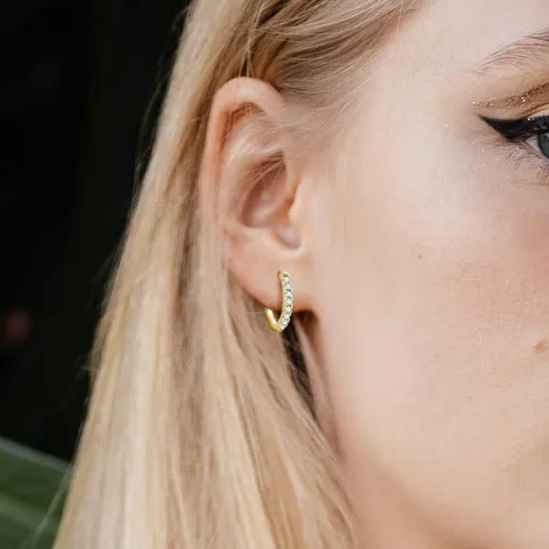 Miniatura 3 de Aretes de aro pequeños de plata de ley 925 con circonita cúbica, aretes de aro pequeños para mujeres y niñas, regalo de San Valentín, cumpleaños