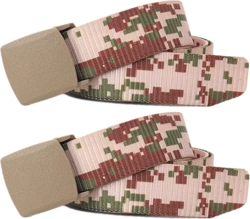 Miniatura 30 de Cinturón para hombre, cinturón táctico militar de nailon con hebilla sin metal, paquete de 2 Camuflaje verde y camuflaje caqui
