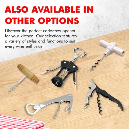Miniatura 7 de Chef Craft Select Sacacorchos de metal con alas, 16,5 cm, negro y cromo Negro y cromado