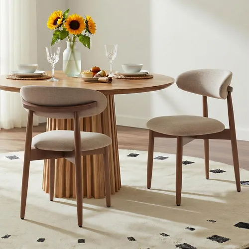 Miniatura 9 de COLAMY Mid-Century - Juego de 2 sillas de comedor de madera modernas, sillas de cocina tapizadas para interiores con asiento acolchado acogedor