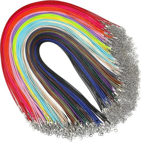 Miniatura 11 de Tudomro 100 piezas de collar de cuero encerado a granel con cierre, collar, pulsera, cadenas, cuerda para hacer joyas, colgantes