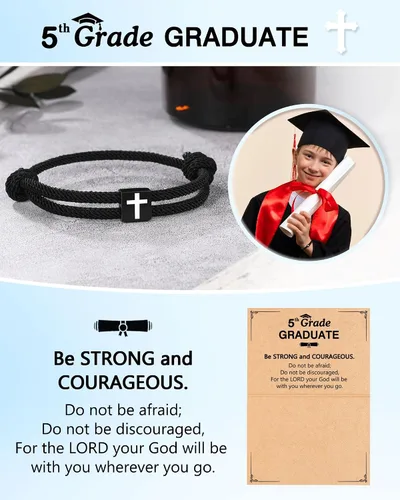 Miniatura 5 de UNGENT THEM Pulsera de cuerda trenzada con cruz para hombres y niños, Navidad, San Valentín, graduación, Pascua, regalos de bautismo cristiano