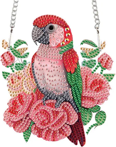 Miniatura 41 de AiYuanzsh Animal Parrot DIY Kits de Pintura de Arte de Diamante de Acrílico Colgante Pendientes de Arte de Diamante de Rinstone Especialmente Búho