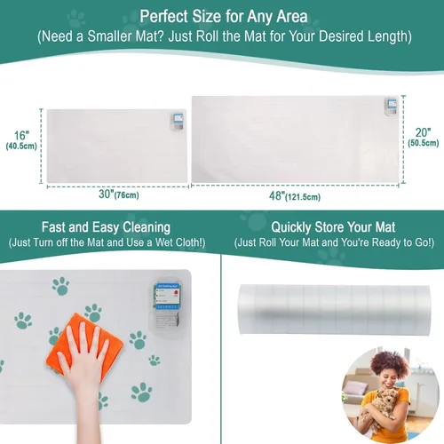 Miniatura 3 de SEERWAY Tapete Repelente para Perros y Gatos, 2 Piezas Tapete de Entrenamiento para Mascotas con 3 Modos Almohadilla de Descarga Eléctrica