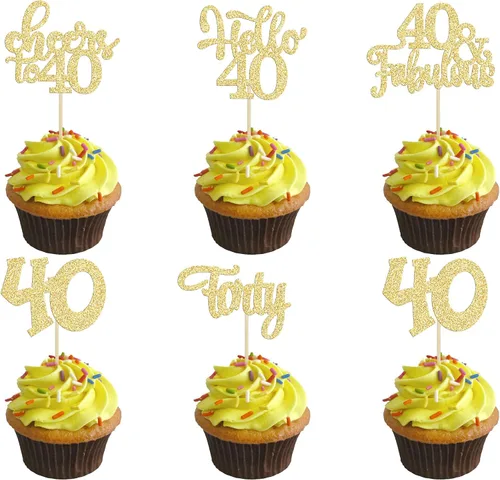 Miniatura 58 de 30 piezas Adornos para pastel de cumpleaños de 6 años, seis brillos, hola 6, púas para cupcakes, felicitaciones a los 6 años, decoraciones