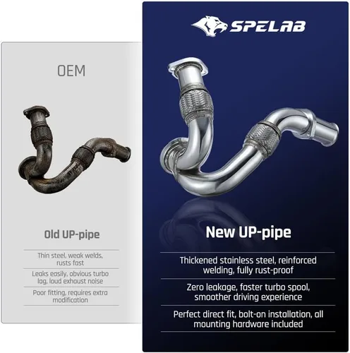 Miniatura 6 de SPELAB Tubo de Escape Up-Pipe Y-Pipe Adecuado Compatible con Ford 2003-2007 6.0L Powerstroke Diesel F250 F350 F450 Heavy Duty Pulido