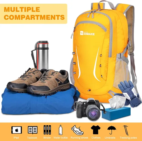 Miniatura 3 de Zomake - Mochila de senderismo plegable resistente al agua, mochila ligera de 40 litros para viajes, mochila plegable Backpacks Amarillo