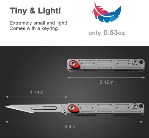 Miniatura 3 de Cuchillo pequeño para llavero, mini cuchillos de bolsillo plegables con 10 cuchillas quirúrgicas reemplazables, bisturíes, lindo cortador de caja
