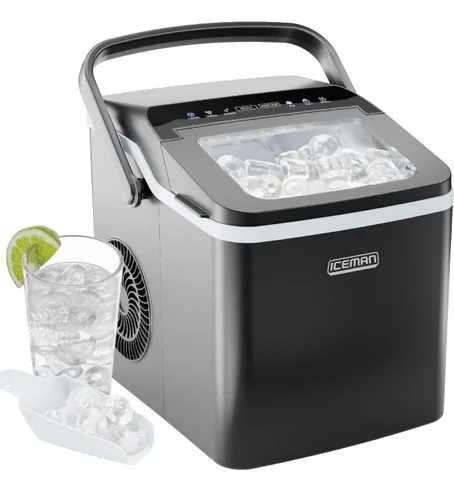 ICEMAN - Máquina para hacer hielo de doble tamaño para encimera - Máquina de hielo portátil, máquina de hielo grande y pequeña con autolimpieza, 9