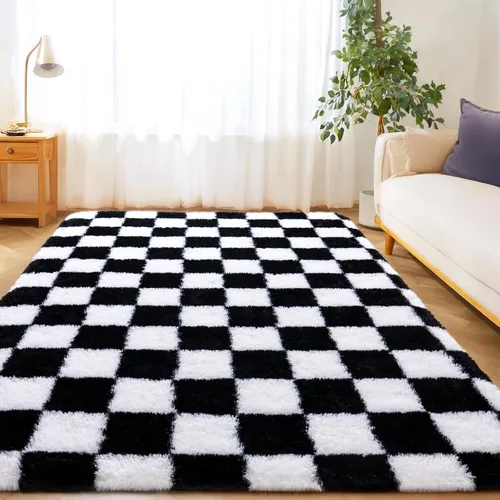 Miniatura 189 de Alfombras de área de 8x10 para sala de estar, alfombra shaggy grande ultra suave y esponjosa para dormitorio, alfombras de felpa mullida Blanco crema
