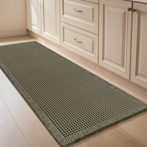 Miniatura 37 de IM HOME Tapete de baño de punto gofre, color caqui, de 24 x 17 pulgadas, tejido bohemio, moderno, absorbente, antideslizante, suave, lavable