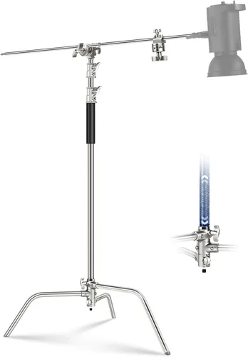 Miniatura 12 de NEEWER Soporte profesional en C resistente de acero inoxidable 100% con brazo de pluma, altura máxima de 10.5 pies, soporte de luz para fotografía