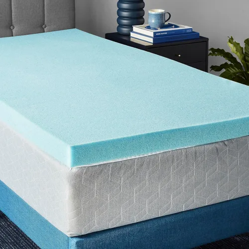 Miniatura 13 de Amazon Basics Cubrecolchón de espuma viscoelástica con gel refrescante, certificado CertiPUR-US, 3 pulgadas, Queen, color azul