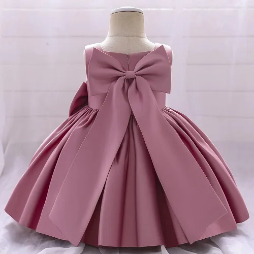 Miniatura 3 de 6M-8T - Vestido de fiesta de tutú para bebé, con lazo grande, para concurso de cumpleaños, para bautizo