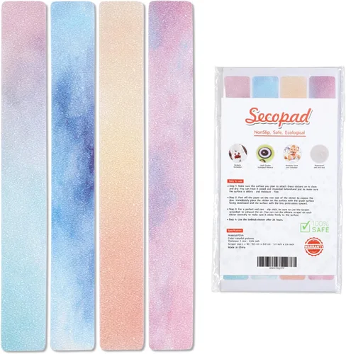 Miniatura 7 de Secopad Tiras de ducha antideslizantes coloridas, 24 unidades, tiras adhesivas para bañera, ducha, escaleras, escaleras