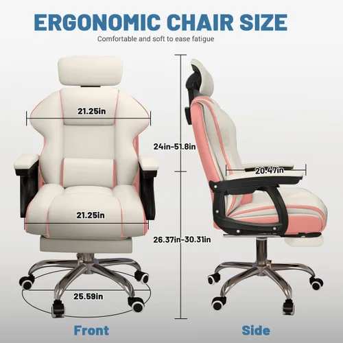 Miniatura 3 de Silla ejecutiva para computadora, silla de escritorio para oficina en casa, ángulo ajustable, ergonómica, de altura ajustable, sillas de cuero PU
