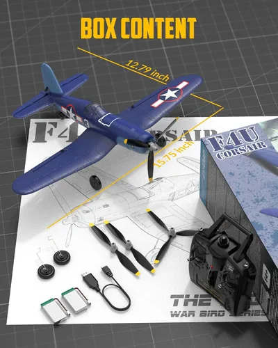 Miniatura 9 de VOLANTEXRC Avión RC para principiantes, Avión RC WWII de 4 canales F4U Corsair con aileron, Avión de control remoto de 2.4Ghz con sistema