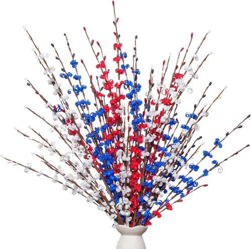 Miniatura 10 de Wootkey 10 Piezas Flores Artificiales de Jazmín de 29.5" de Largo Flores Falsas Ramas Secas para el Día de la Madre Hogar Oficina Bricolaje Arte