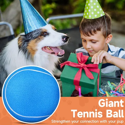 Miniatura 4 de QDAN Pelota de tenis gigante grande para perros: pelota grande de 9.5 pulgadas para perros para jugar al aire libre, pelotas de tenis grandes