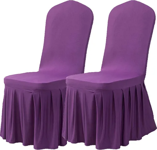 Miniatura 24 de Dimatic Juego de 2 fundas elásticas para sillas de comedor, fundas Parsons con falda, de elastano súper ajuste, funda protectora de asiento para Azul