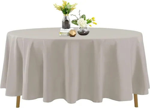 Miniatura 102 de Mantel de poliéster lavable de 90 pulgadas, resistente a las manchas y a las arrugas, mantel decorativo para mesa de comedor, fiestas de bufé y Negro