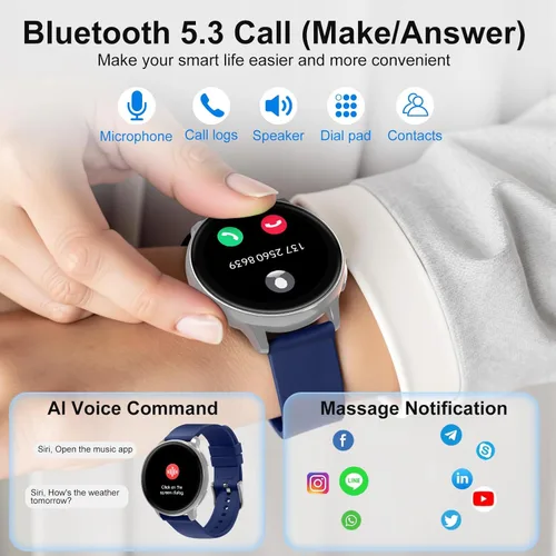 Miniatura 3 de Reloj inteligente Blintok para hombres y mujeres, rastreador de fitness con más de 100 modos deportivos, rastreadores de actividad para iOS/Android