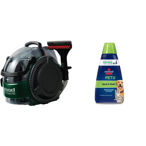 Bissell Little Green Pro Commercial Spot Cleaner (BGSS1481) y fórmula de máquina portátil Bissell para manchas y olores de mascotas, 32 onzas