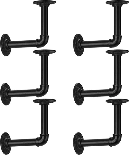 Miniatura 15 de Soporte de estante de tubo de 1/2 pulgada, soporte de estante flotante montado en la pared, soporte de metal colgante de pared punk de vapor