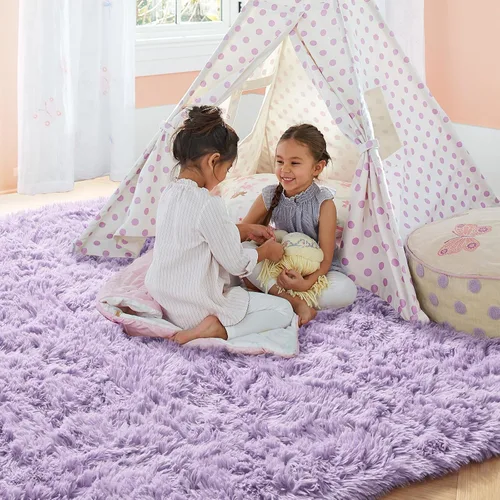 Miniatura 2 de PAGISOFE - Alfombras peludas, de pelo largo, suaves, mullidas, para habitación, sala de estar, guardería, habitación de niños, color rojo, 5 x 7