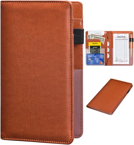 Miniatura 11 de Libreta organizadora para camarera Book&Waitstaff; de piel con brillos y cartera y bolsillo con cierre; lindo organizador con bolsillo para monedas