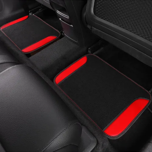 Miniatura 9 de CAR PASS Funda para volante de cuero sintético y alfombrillas impermeables para auto, combo universal para el 95 % de sedanes, SUV, vehículos, Rojo