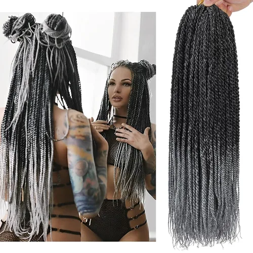 Miniatura 8 de Trenzas de Ganchillo Senegalesas Twist Cabello de Ganchillo 7 Paquetes Pre Enrollado Micro Trenzas Senegalesas Twist Cabello Trenzado Trenzas