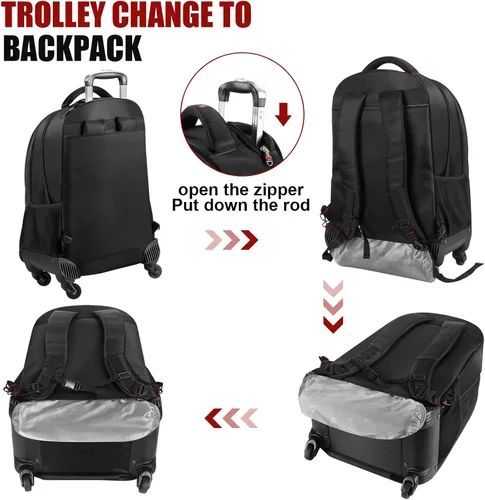 Miniatura 4 de star cloud Mochila grande con ruedas de 22 pulgadas con 2 ruedas, bolsa de viaje al trabajo, maleta de equipaje de mano, 22 x 19.6 x 9.5 pulgadas