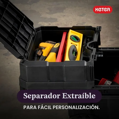Miniatura 9 de Keter Masterloader Caja de herramientas portátil de resina con sistema de bloqueo y contenedores extraíbles – Caja de almacenamiento y organización