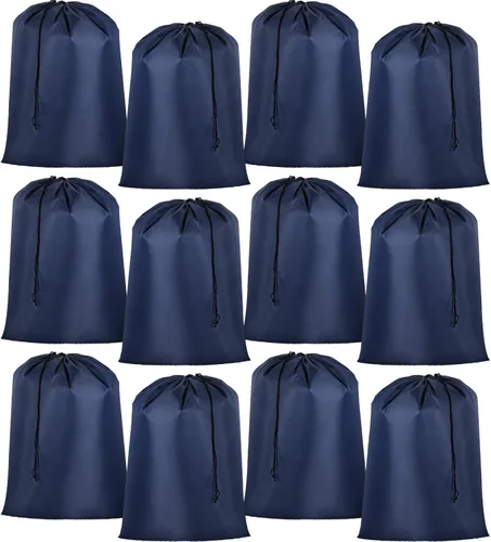 Woanger Paquete de 12 bolsas de lavandería extragrandes de 28 x 45 pulgadas, lavables a granel, bolsa de lavandería de viaje con cierre de cordón,