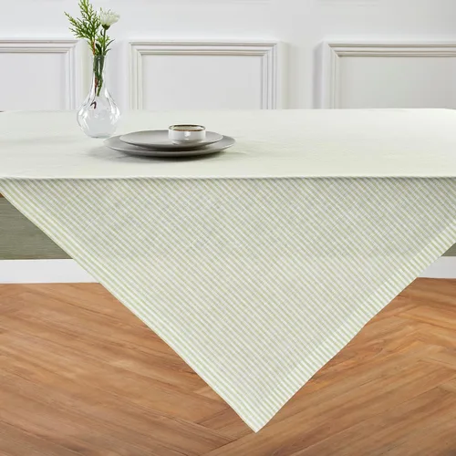 Miniatura 38 de Solino Home Mantel de lino 100 % puro de 52 x 52 pulgadas, mantel cuadrado de aguacate y blanco de rayas estrechas, hecho a mano, lavable a máquina